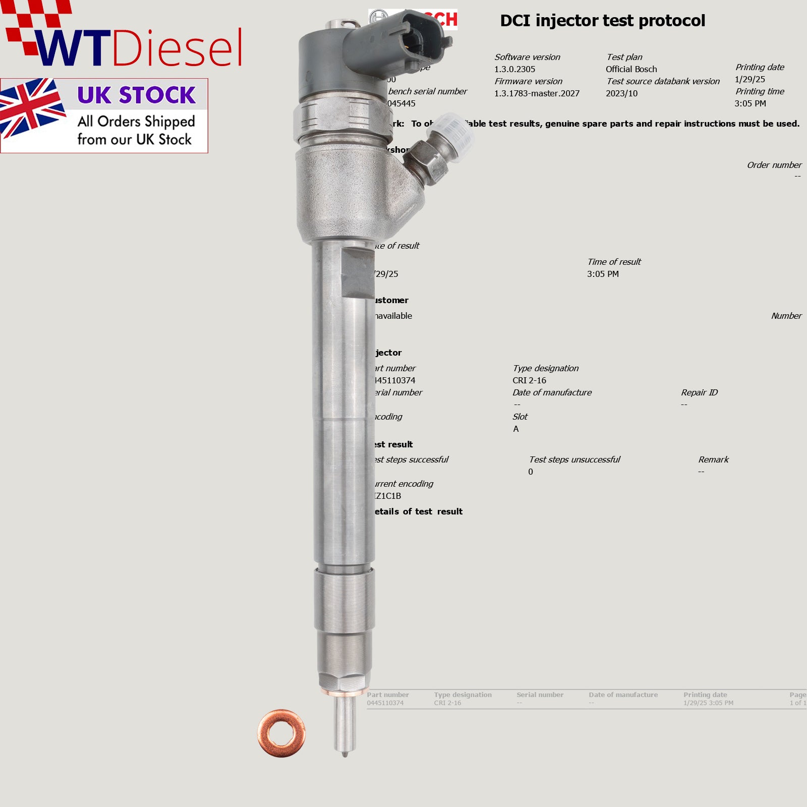 Kia Hyundai Injector | 2.0 CRDi | Bosch 338002F300 0445110374