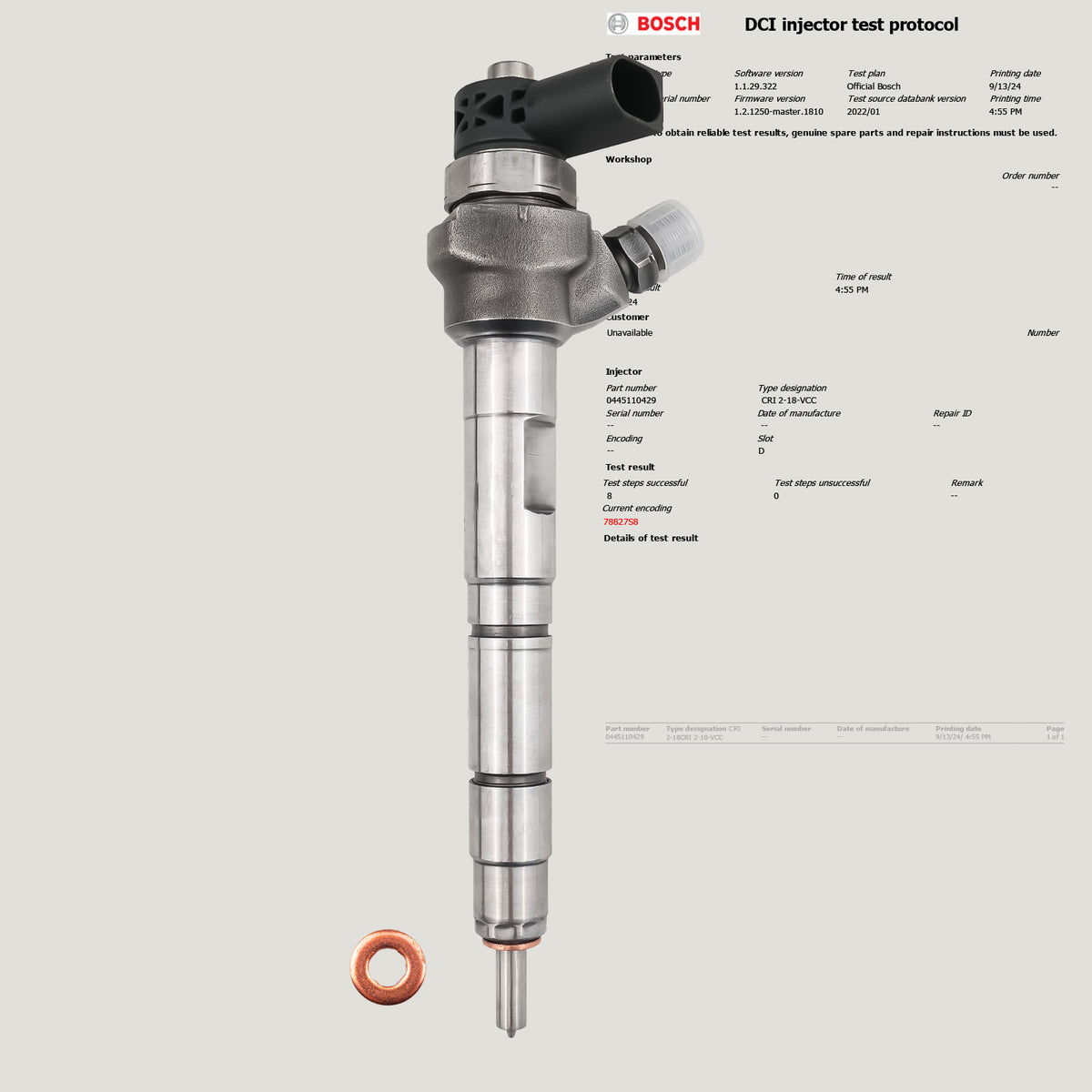 Bosch 0445110429 03L130855CX diesel injector for VW Amarok Caddy III and Beetle 2.0 TDI