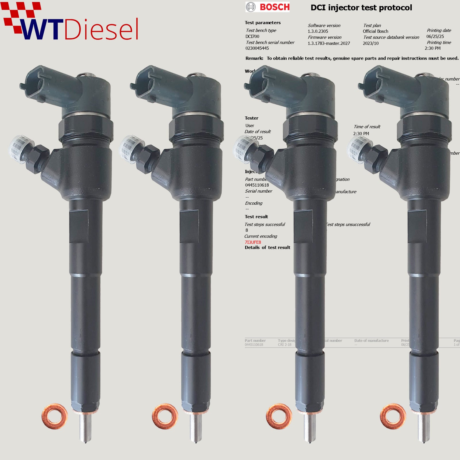 X4 Bosch 0445110618 | Diesel Injector | Opel Corsa 1.3 CDTI | 55255408
