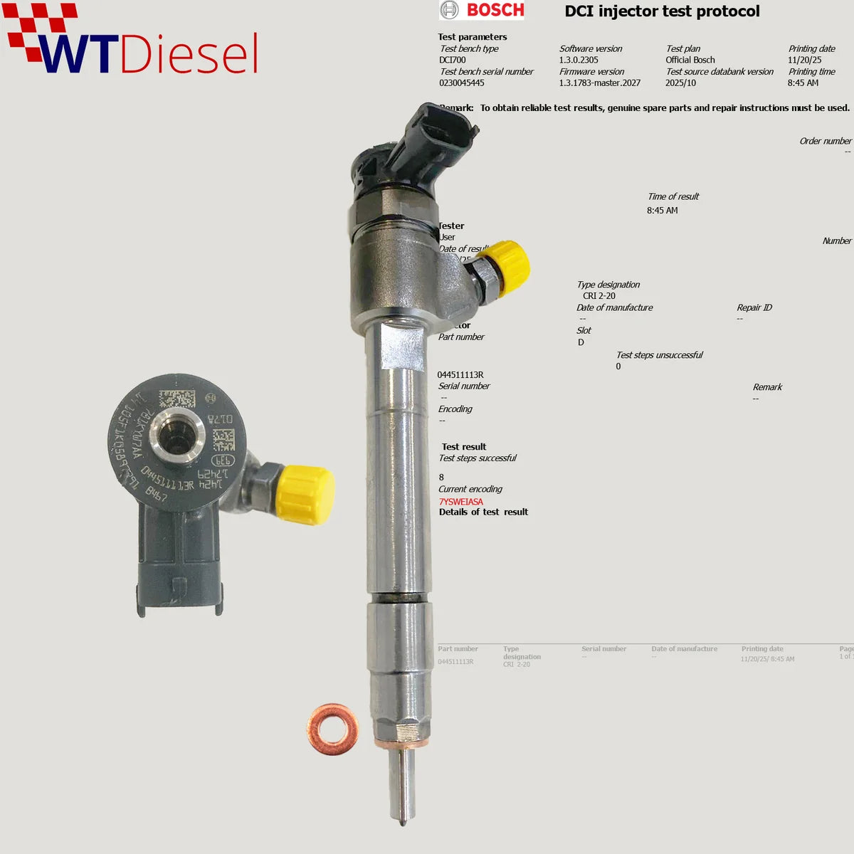 X4 FIAT Ducato Diesel Injector | 2.2 D | Bosch 044511113R K0046350501
