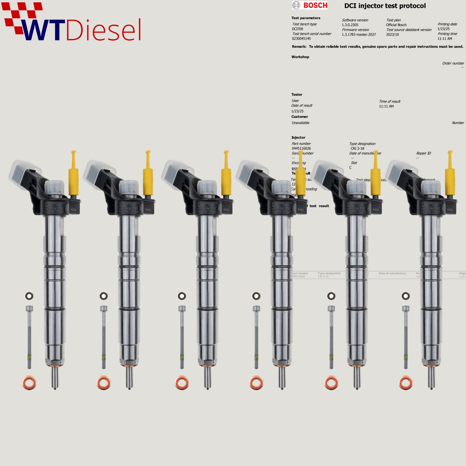 6x Sprinter CDI Mercedes Injector | 2.1/2.2 Diesel | Bosch 0445116026 A6420701187