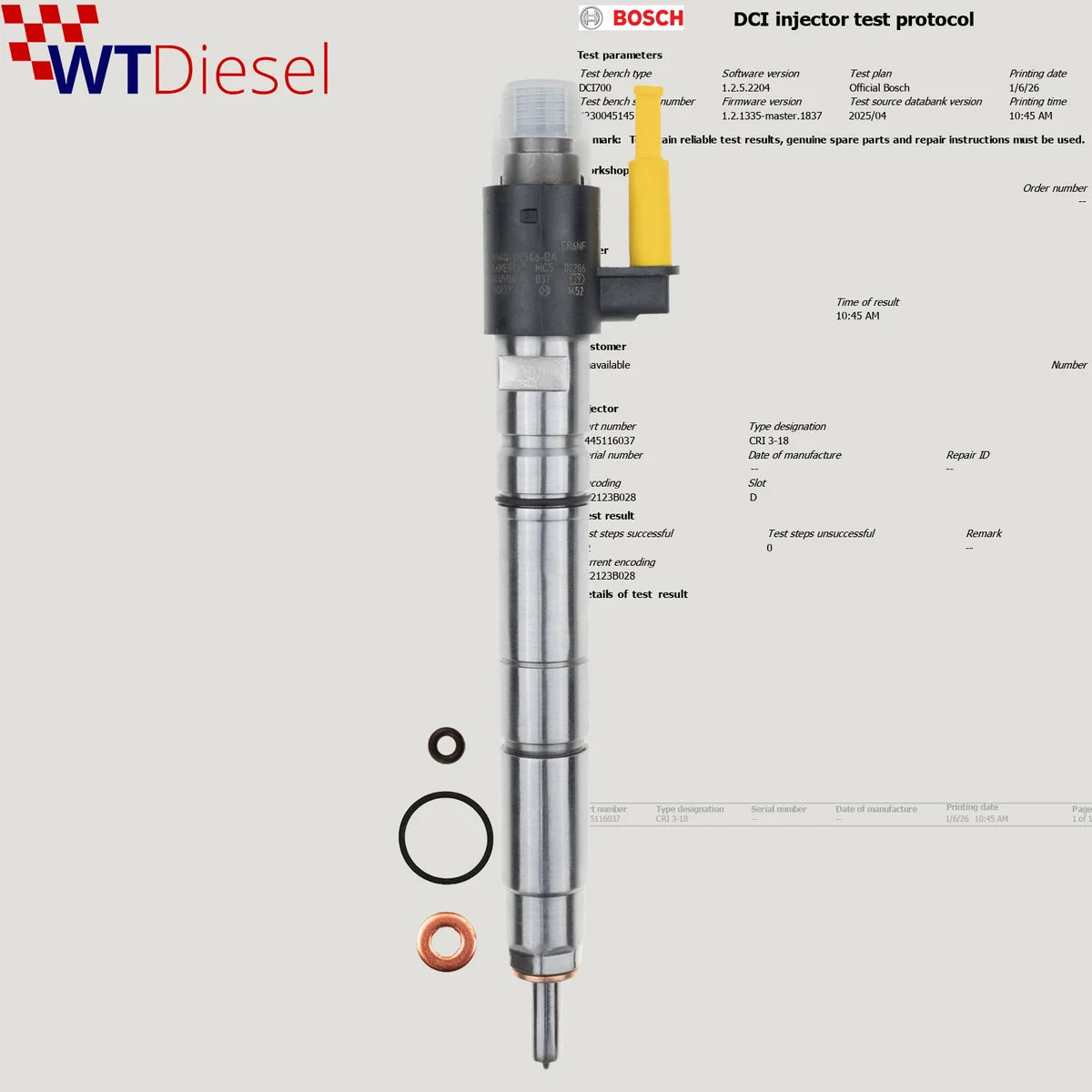 4X Land Rover Diesel Fuel Injector |4.4 D 4 by 4| Bosch 0445116037 AH4Q9K546BA