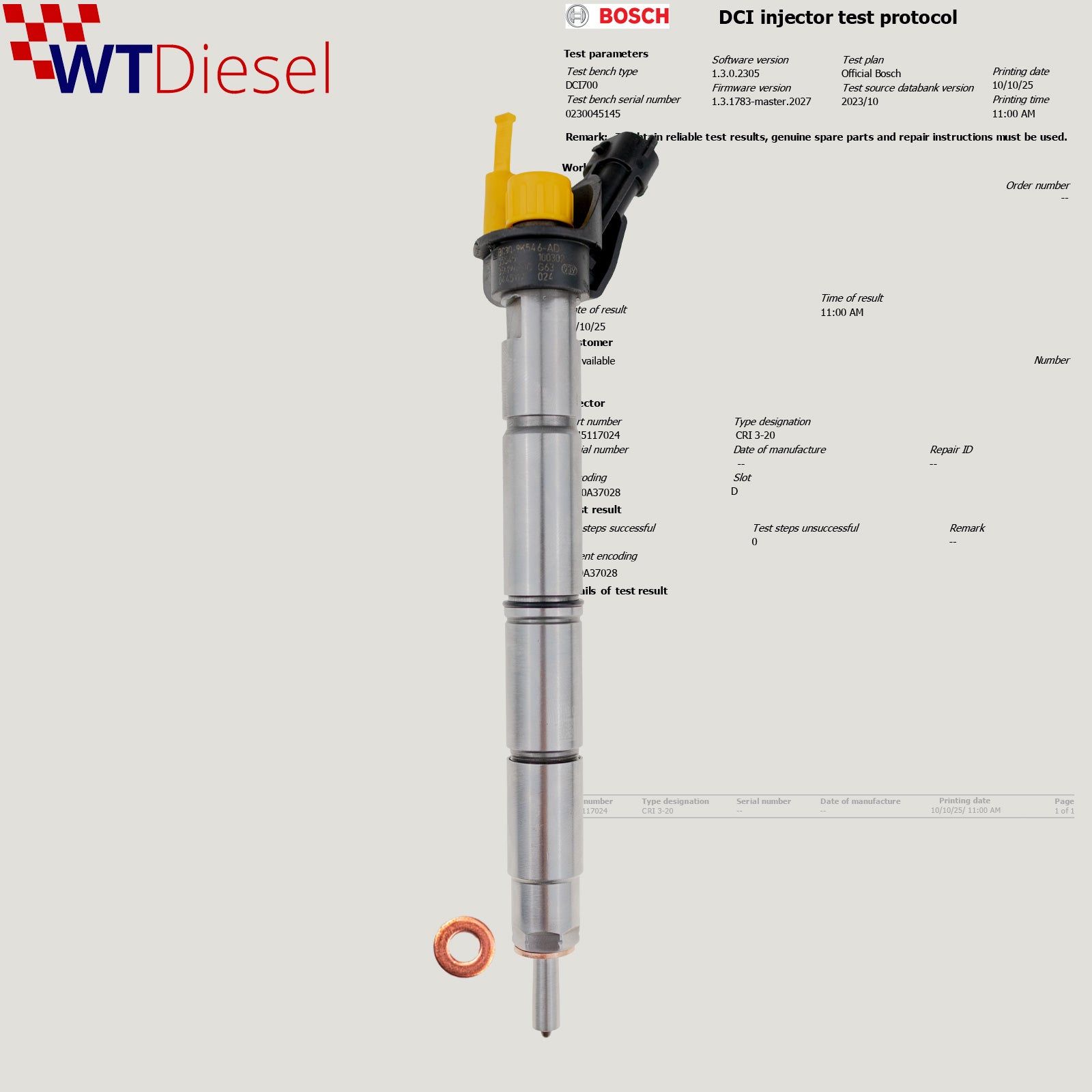 Ford F-250 F-350 Injector | 4WD | Bosch 0445117024 0986435415