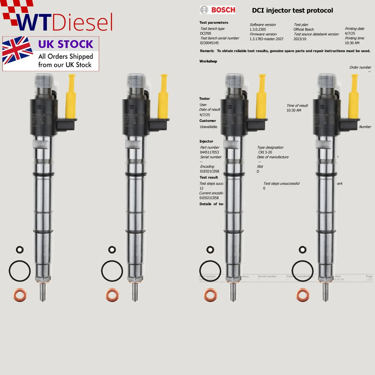 X4 0445117053 BOSCH INJECTOR Land Rover XF Range Rover Sport Velar | 3.0 D | FW939K546AB
