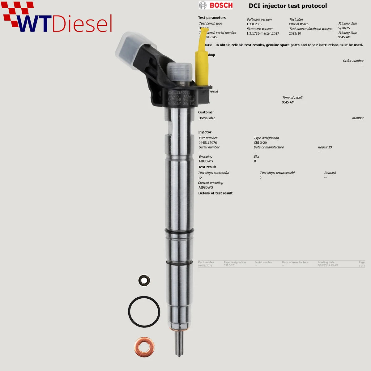 X4 Volkswagen Touareg Diesel Injector |3.0 TDI| Bosch 0445117076 059130277CD