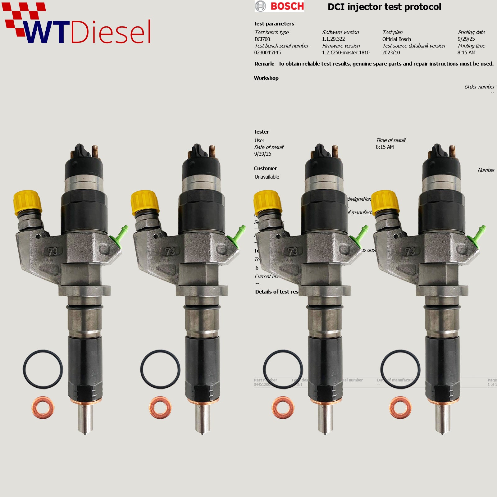 X4 0445120008 Chevrolet Silverado Injector | 6.6 TD | Bosch 97208074 0986435502
