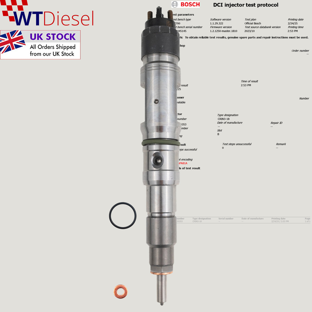 Diesel injector 0445120353 for MAN TGS I 360 PS 51 10100 6169