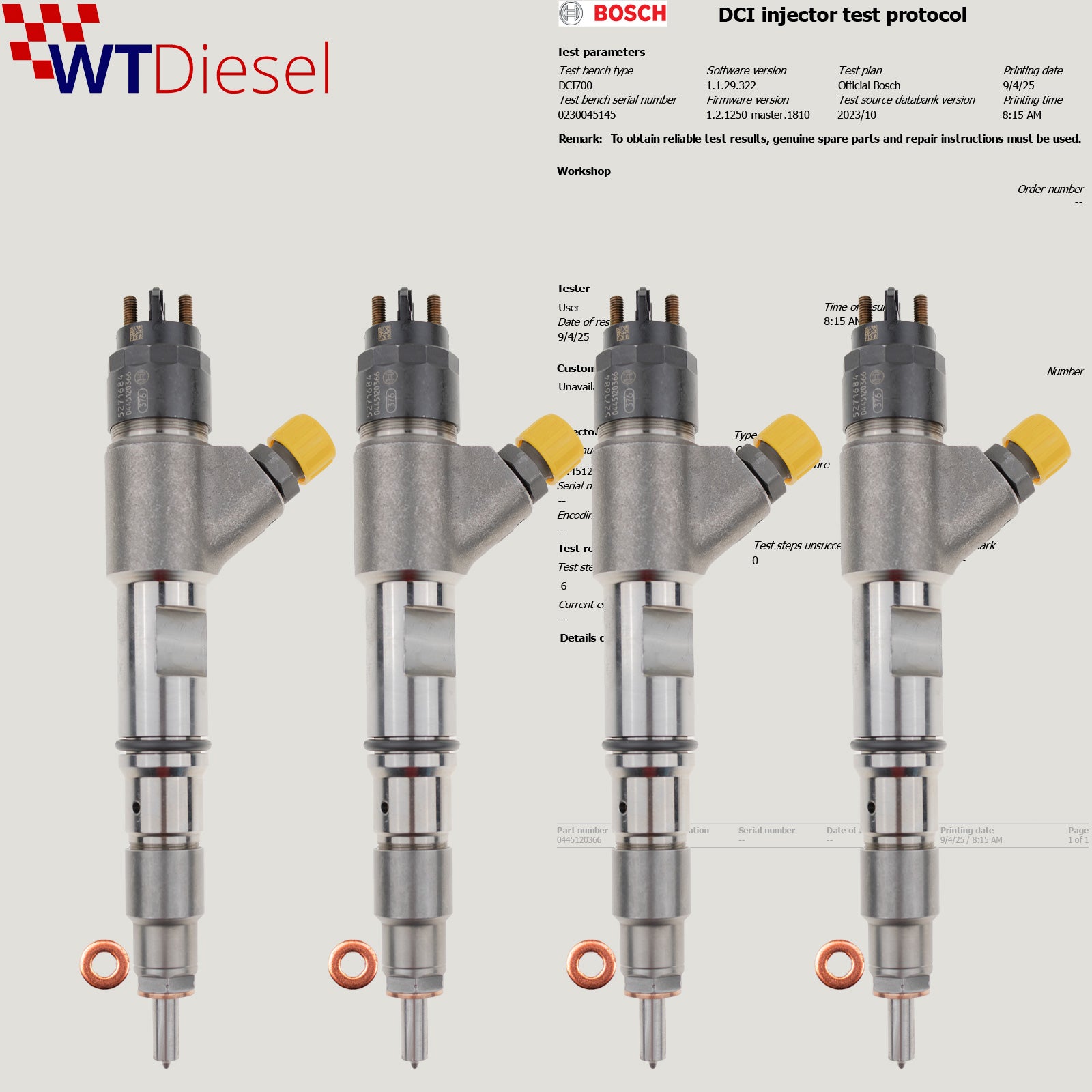 X4 Cummins ISF ISB Engine injector | 2.8 3.8 4.5 | 0445120366