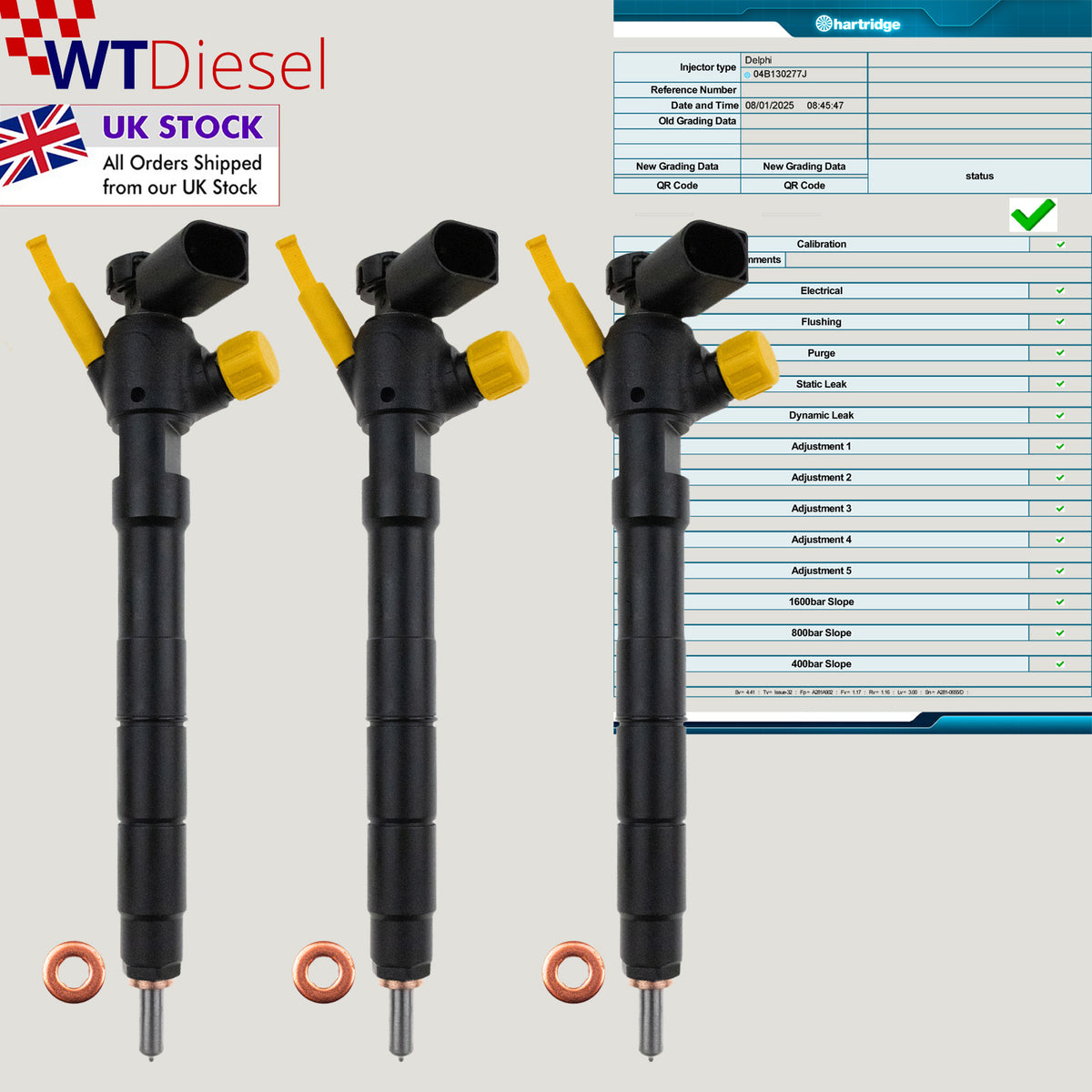 Set of 3 diesel injectors 04B130277N 04B130277J for Audi A1 and Seat Ibiza IV 1.4 TDI