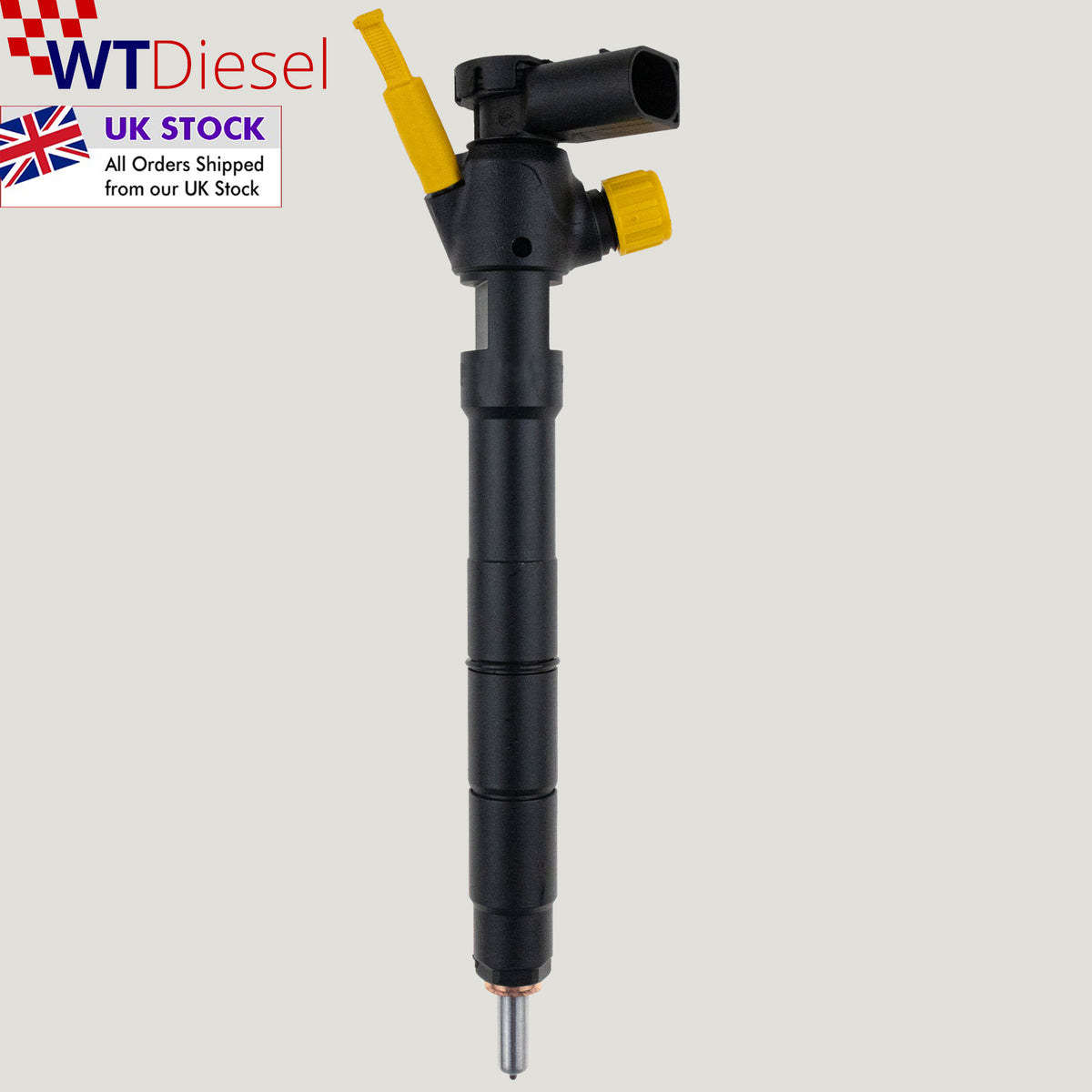 Single common rail diesel fuel injector with part numbers 04L130277D and 28370681 for Audi A3, Seat Leon and Skoda Octavia 1.6 TDI models