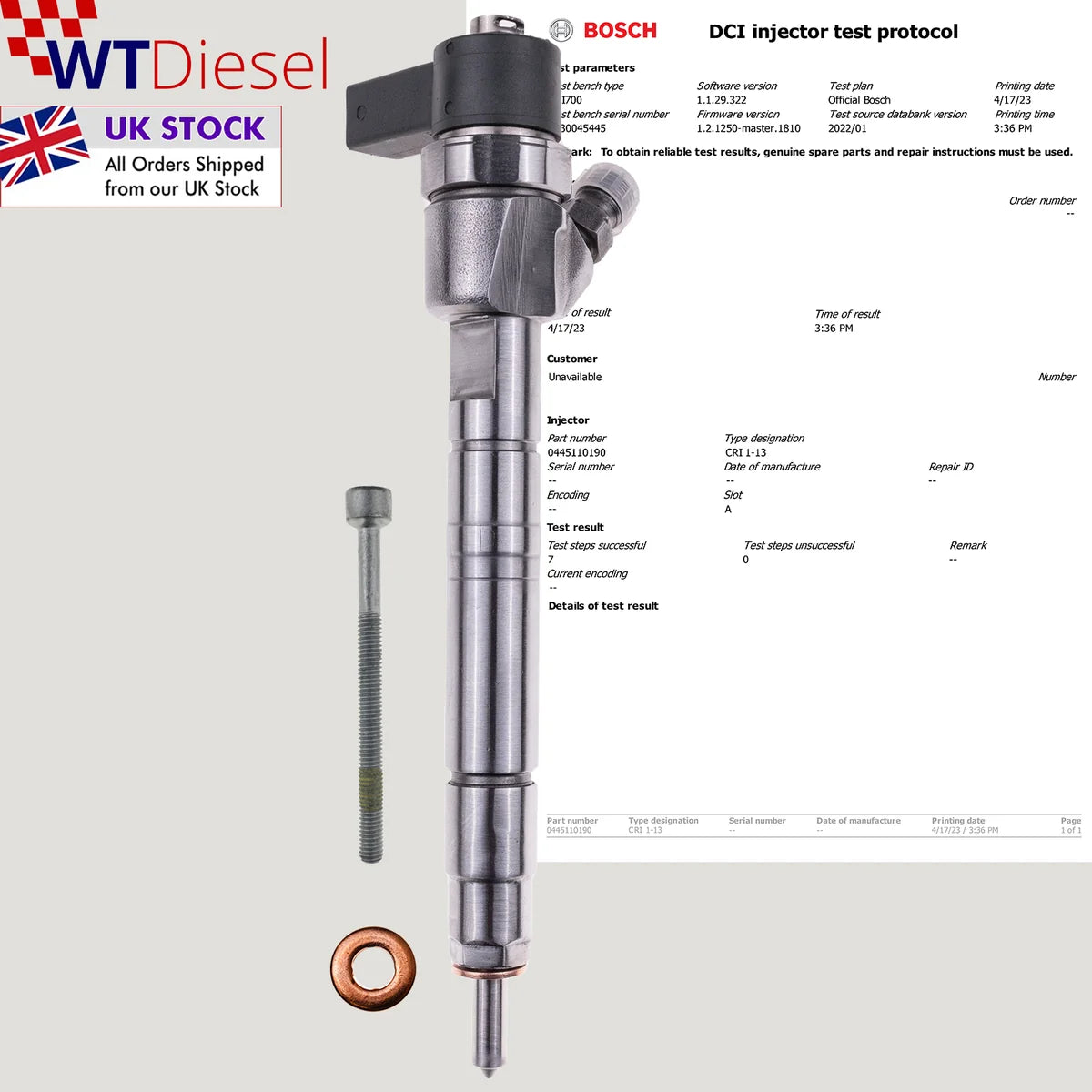 X4 Mercedes Sprinter Injector | 2.2/2.7 CDI | Bosch 0445110190 A6110701487