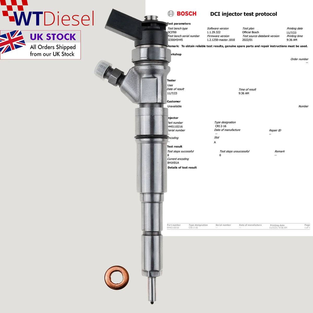 X4 BMW 3 |  5 |  1 Series 3 Series Diesel Injector | 2.0d 3.0d | Bosch 0445110216