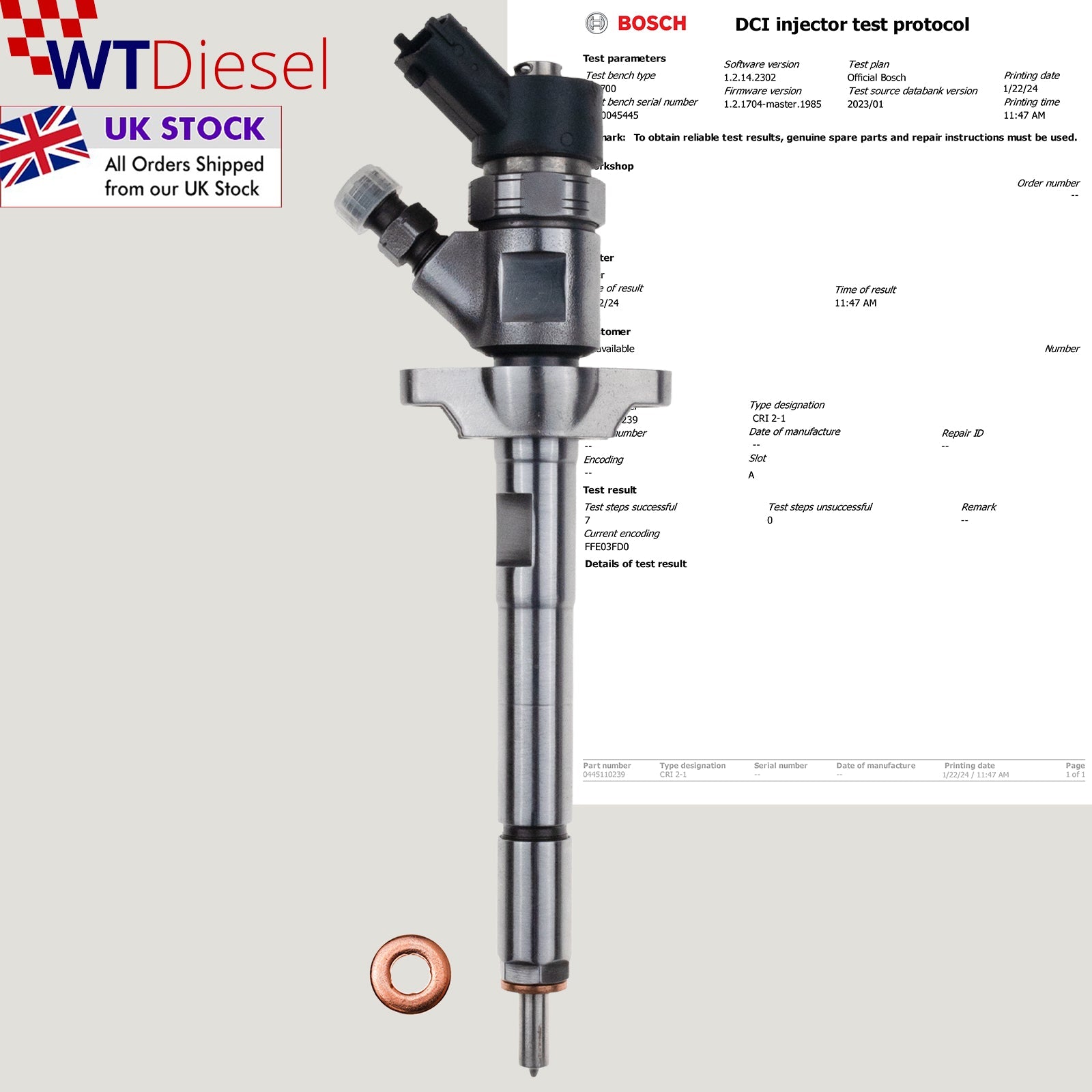 X4 Citroen Fiat Ford Peugeot Mazda Injector | 1.6 HDI | Bosch 0445110239