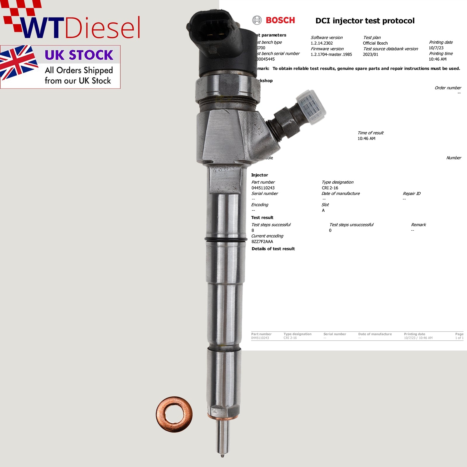 X4  Opel Fiat Alfa Romeo Cadillac Diesel Injector | 1.9D | Bosch 0445110243
