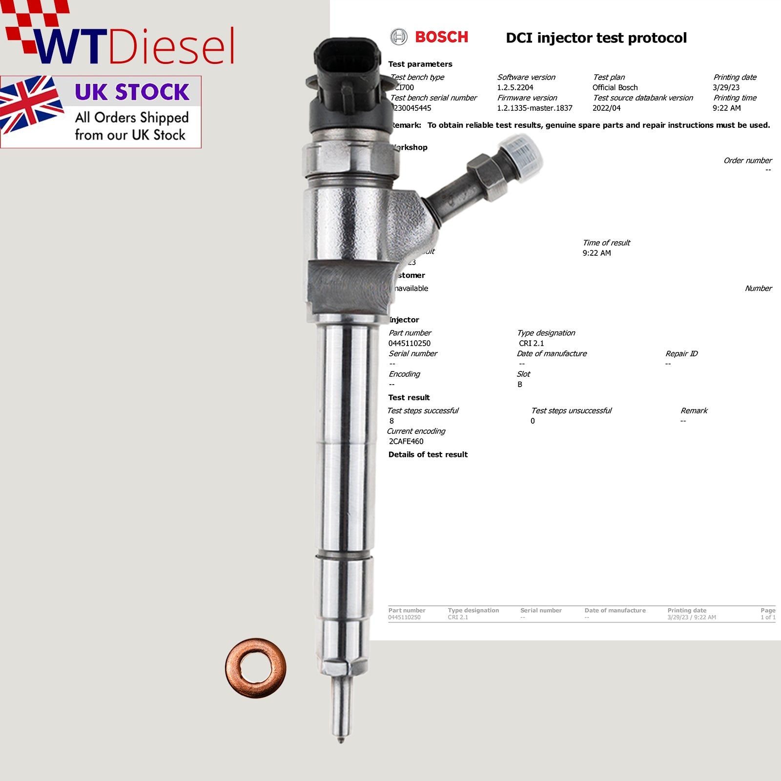 X4 Ford Mazda Diesel Injector | 2.5 TDCi | 0445110250 6M349F595BA