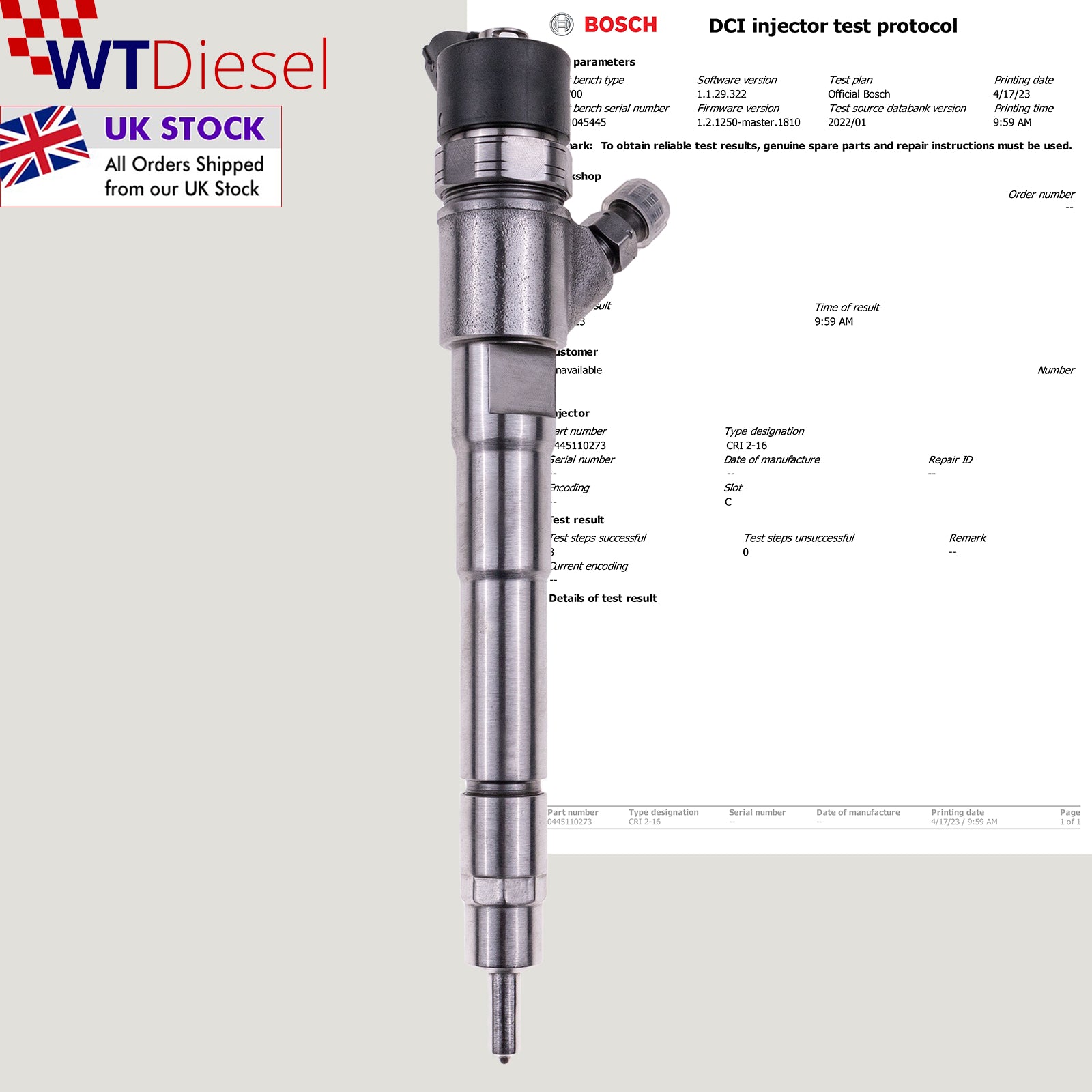 X4 FIAT Ducato IVECO Diesel Injector | Bosch 0445110273 504088755