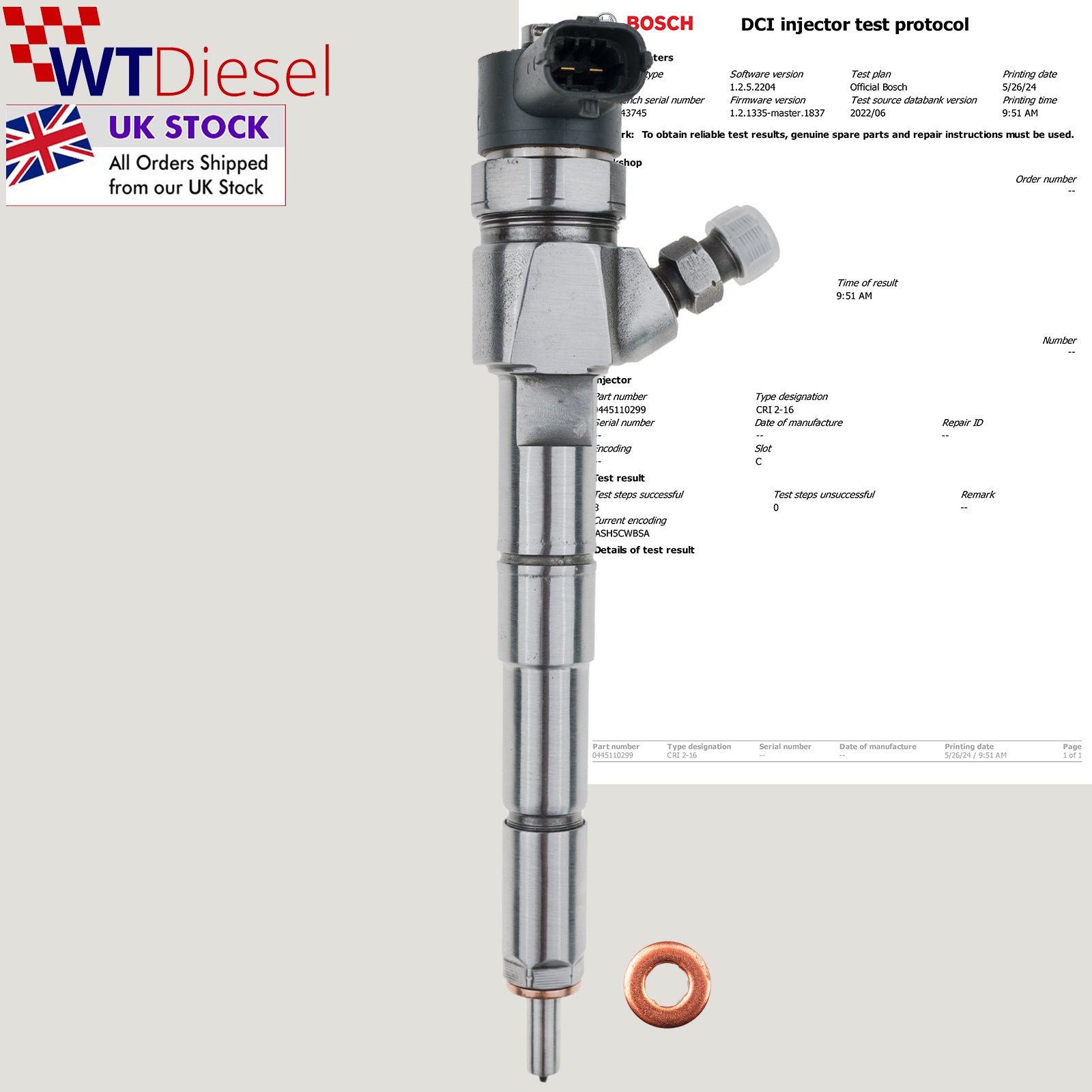 Alfa Romeo Lancia Fiat Saab Injector | 2.0 JTDM | Bosch 0445110299 55209382