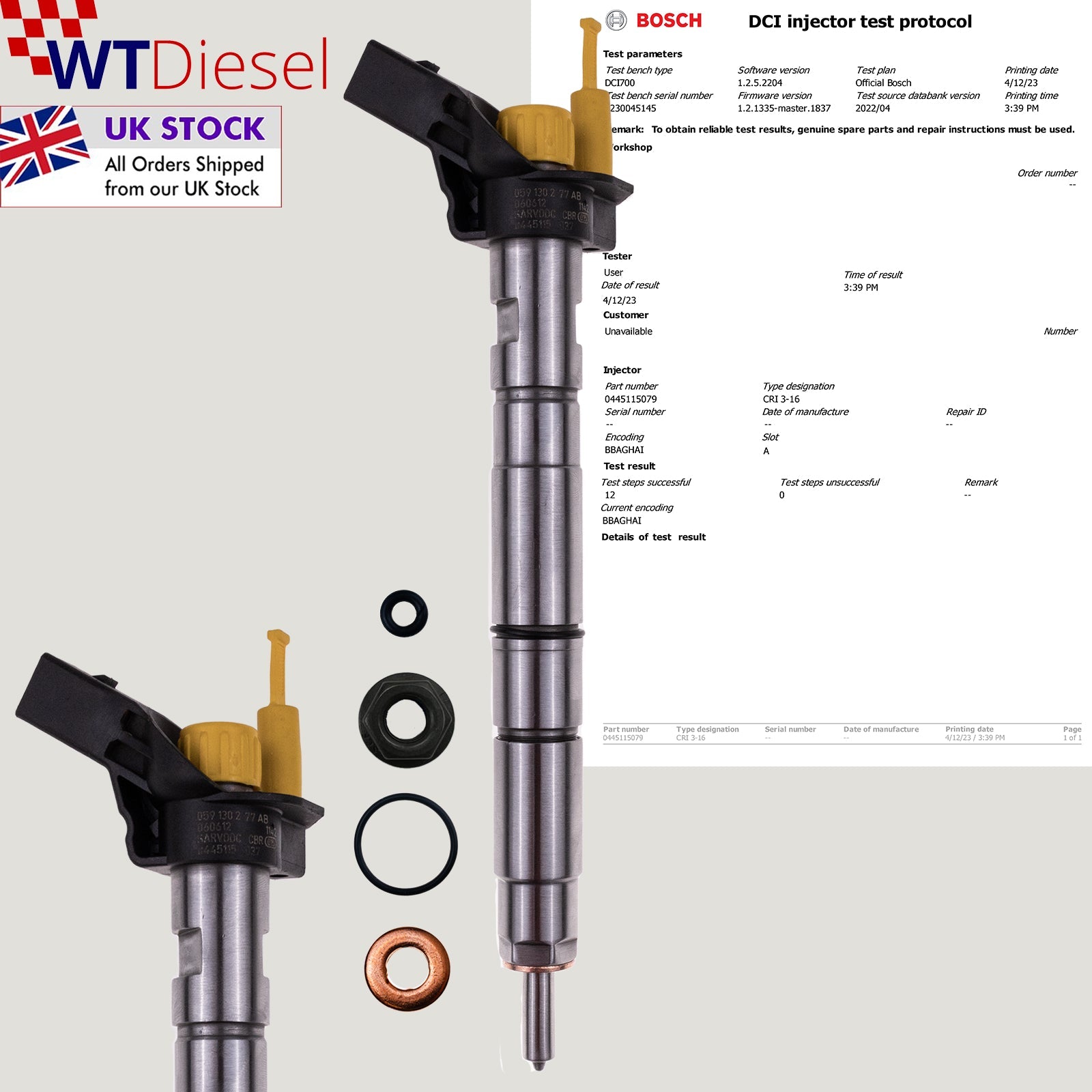 Audi A6 3.0 TDI Fuel Injector | Bosch 0445115037 0445115079 059130277BD