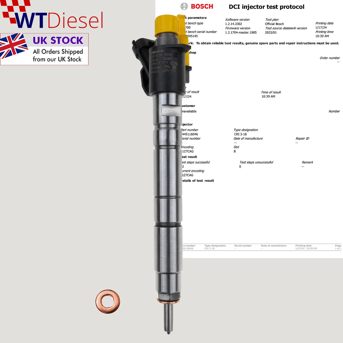 X4 Volvo V40 Diesel Injector | 2.0 D3 D4 | Bosch 0445116046 0986435424