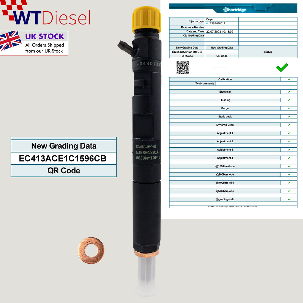 Lot De 4 Injecteurs Diesel Neufs EJBR01801A / EJBR01801Z - Compatible Renault Clio, Kangoo, Megane, Scenic 1.5 DCi - 7