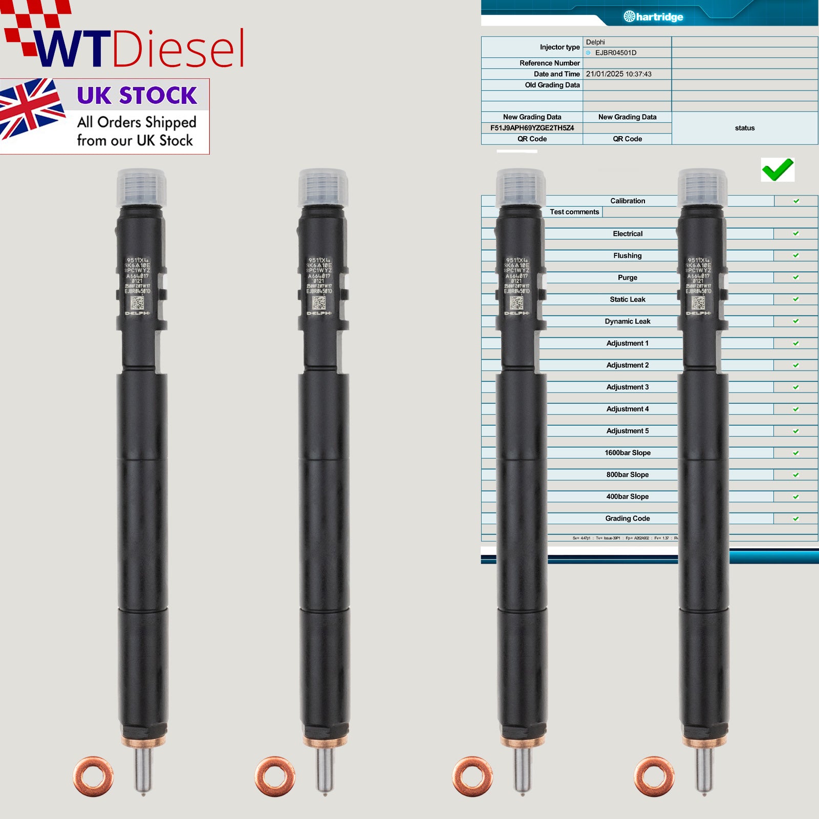 X4 Ssangyong Actyon Kyron Rexton Injector | 2.0 Xdi | Delphi A6640170121 | EJBR04501D |