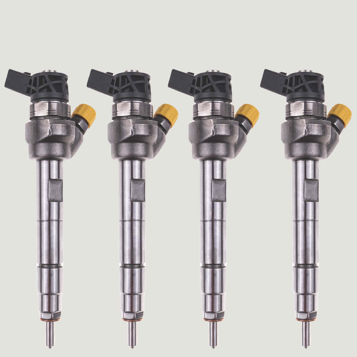 Set of 4 Bosch diesel fuel injectors with part numbers 0445110598 and 13538511630 for BMW 1 Series, 2 Series and X1 1.5 diesel models