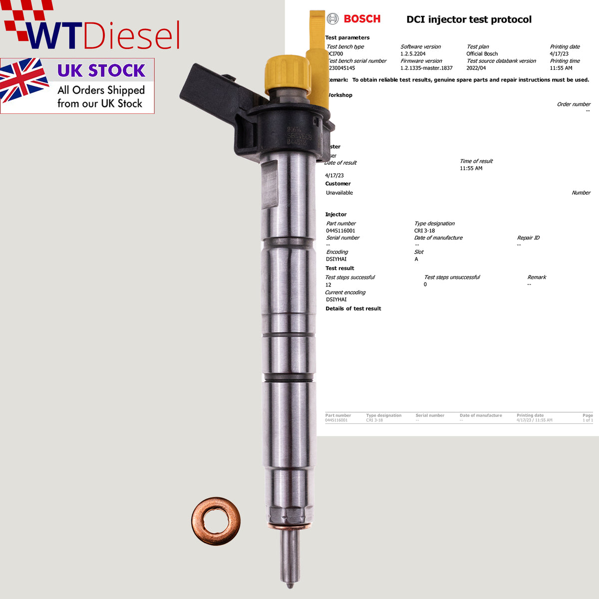 BMW 3 Series diesel fuel injector Bosch 0445116001