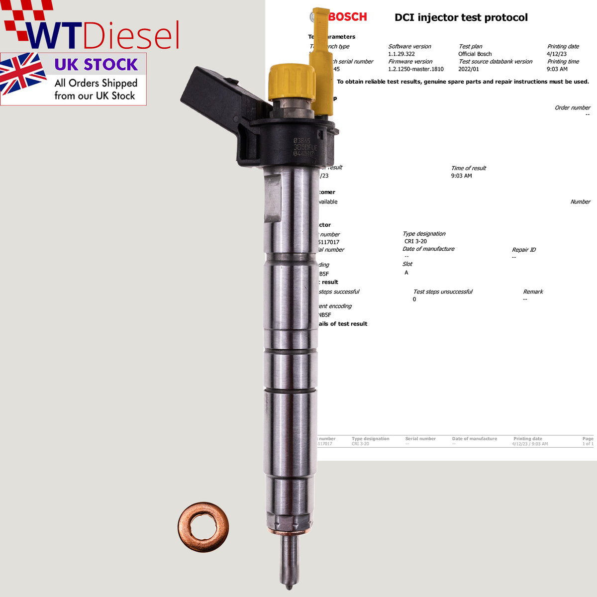 Bosch 0445117017 0986435425 diesel fuel injector for BMW 5 Series 535d and 7 Series 740d 3.0 diesel engines