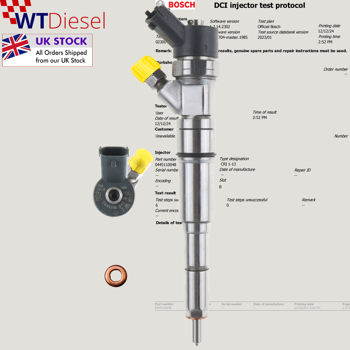 BMW 525D E39 2.5D diesel fuel injector Bosch 0445110048 13537785574