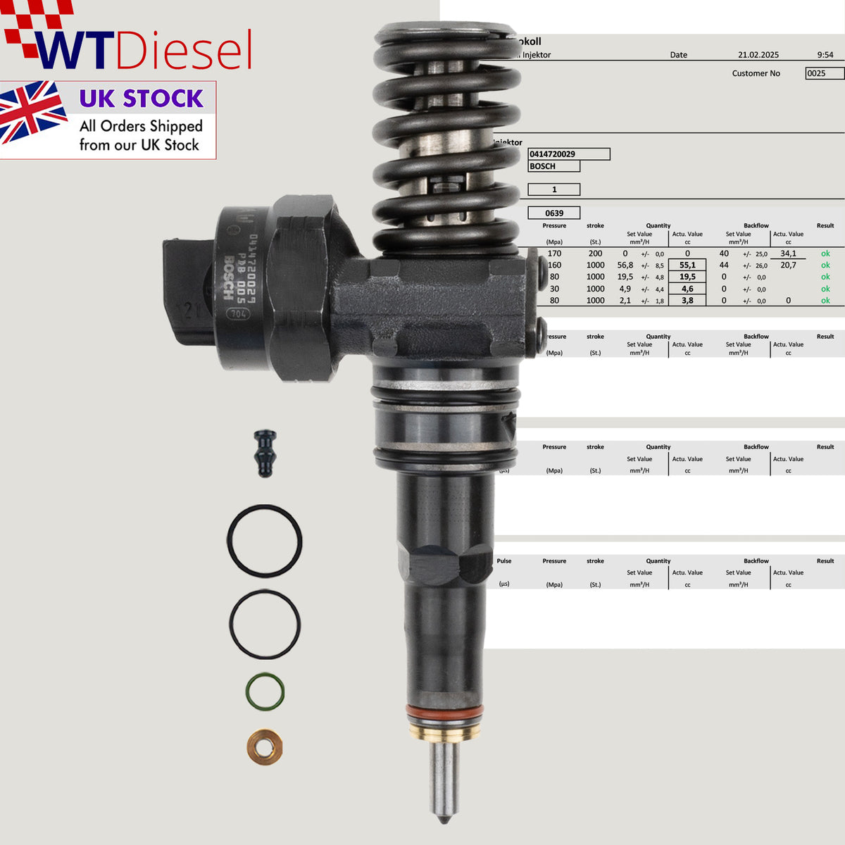 Bosch 0414720029 diesel injector for Volkswagen and Seat 1.9 TDI 038130073AC