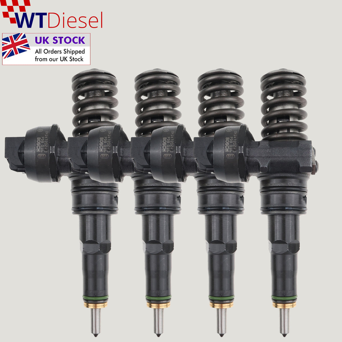 Set of 4 Bosch 0414720223 diesel injectors for Audi Skoda and Volkswagen 1.9 TDI 038130073BF
