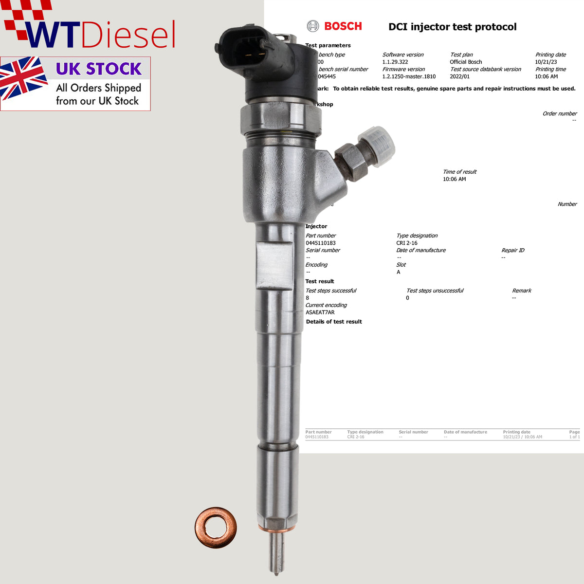 Bosch 0445110183 injector for Fiat Punto Panda Doblo Idea and Strada 1.3 MultiJet