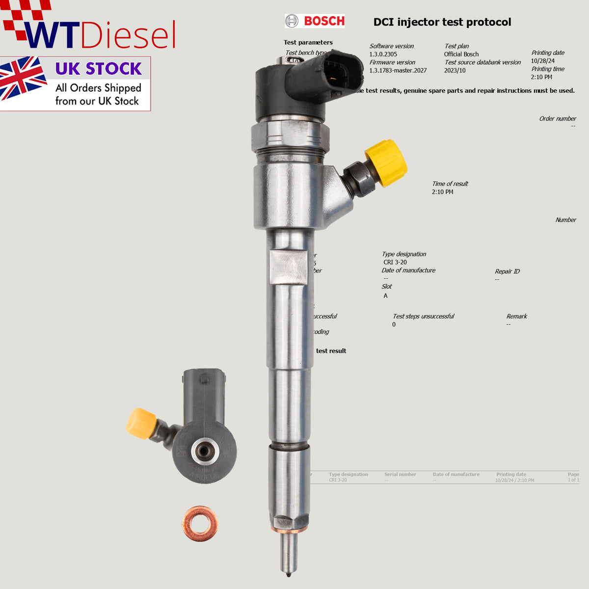 Bosch 0445110287 diesel injector for LDV Maxus Van 2.5 D 15062053F