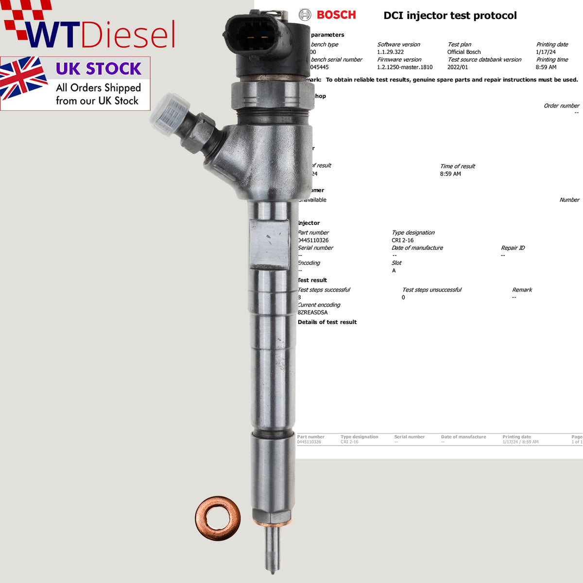 Bosch 0445110326 0986435200 diesel fuel injector for Opel Meriva B 1.3 CDTi