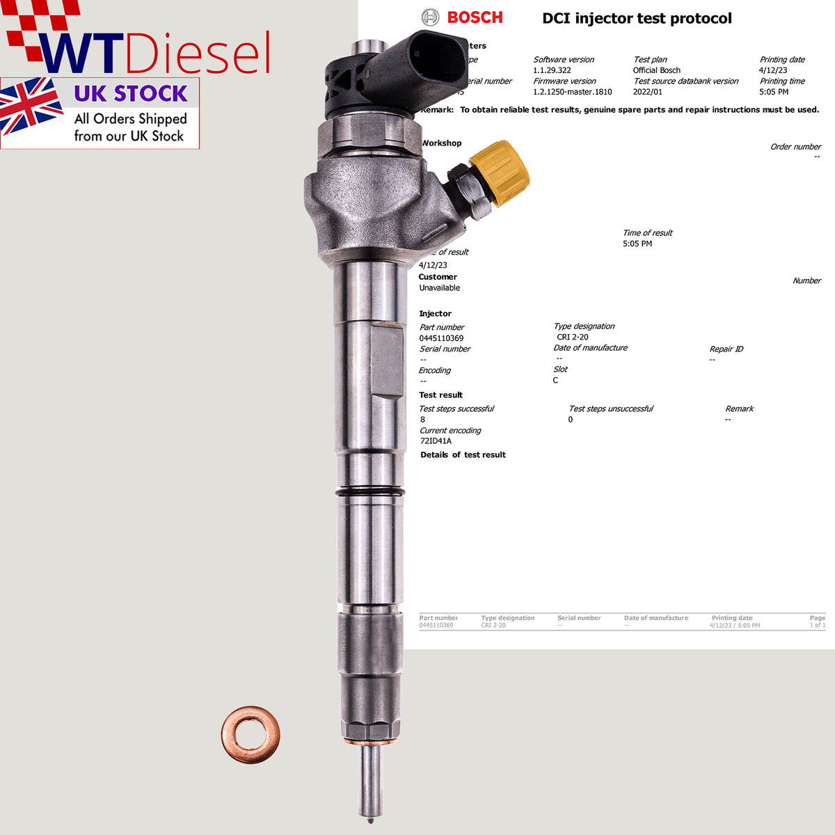 Bosch 0445110369 diesel injectors for Audi and SEAT 2.0 TDI models