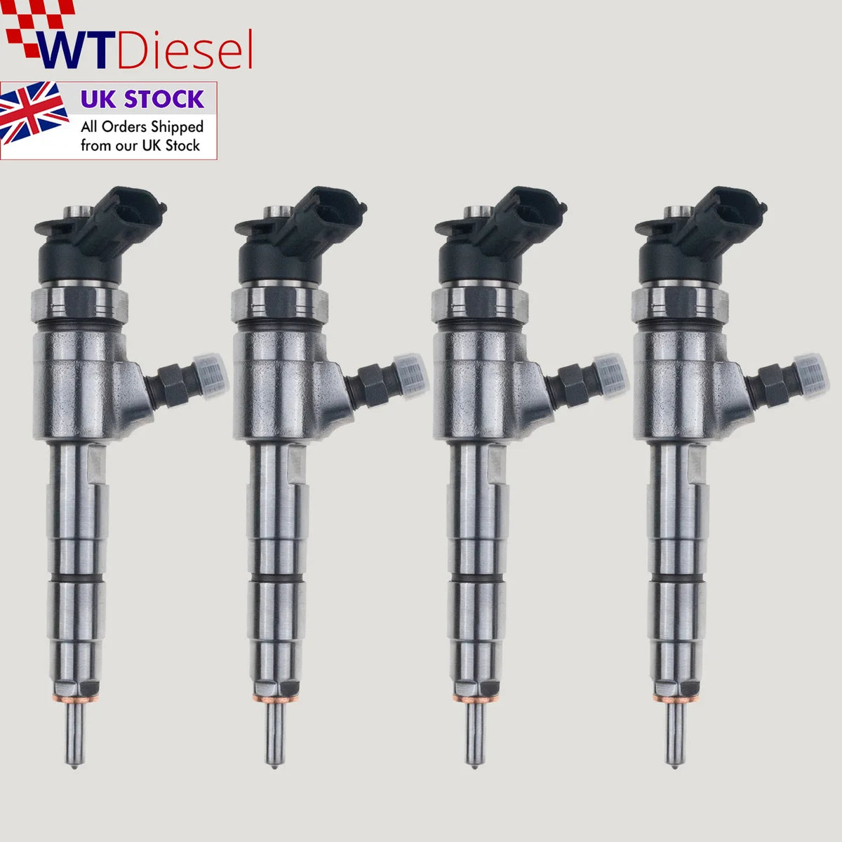 Set of 4 Bosch common rail diesel injectors with part numbers 0445110566 and 9802776680 for Peugeot 2008, 208, 3008, 308, 5008, 508, Expert and Partner 1.6 HDi engines