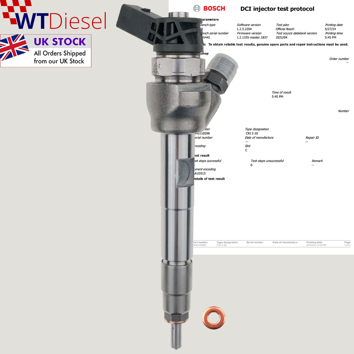 Bosch 0445110598 13538511630 diesel fuel injector for BMW X1 1.5 diesel
