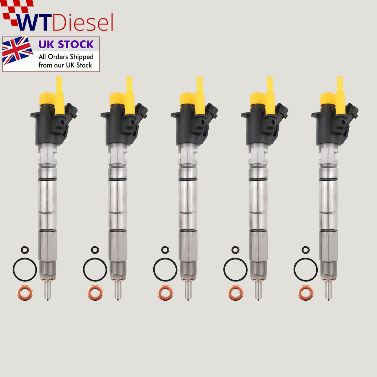 Set of 5 Bosch 0445116036 diesel injectors for XC70 II 2.4 D 0986435408