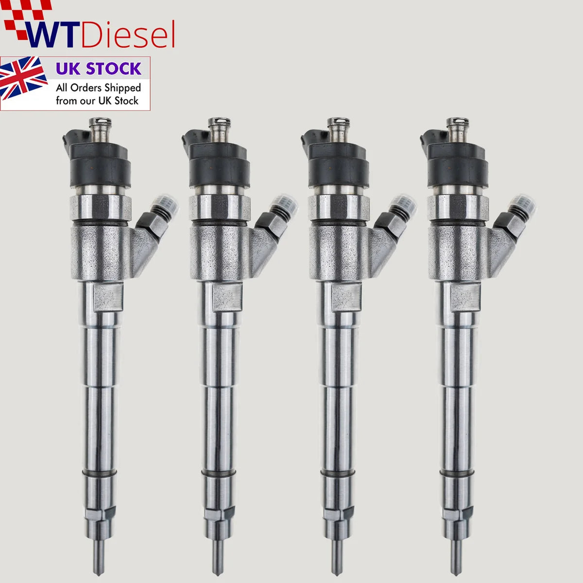 Set of 4 Bosch 0445120011 diesel fuel injectors for Fiat and Iveco 2.3 JTD 500371101