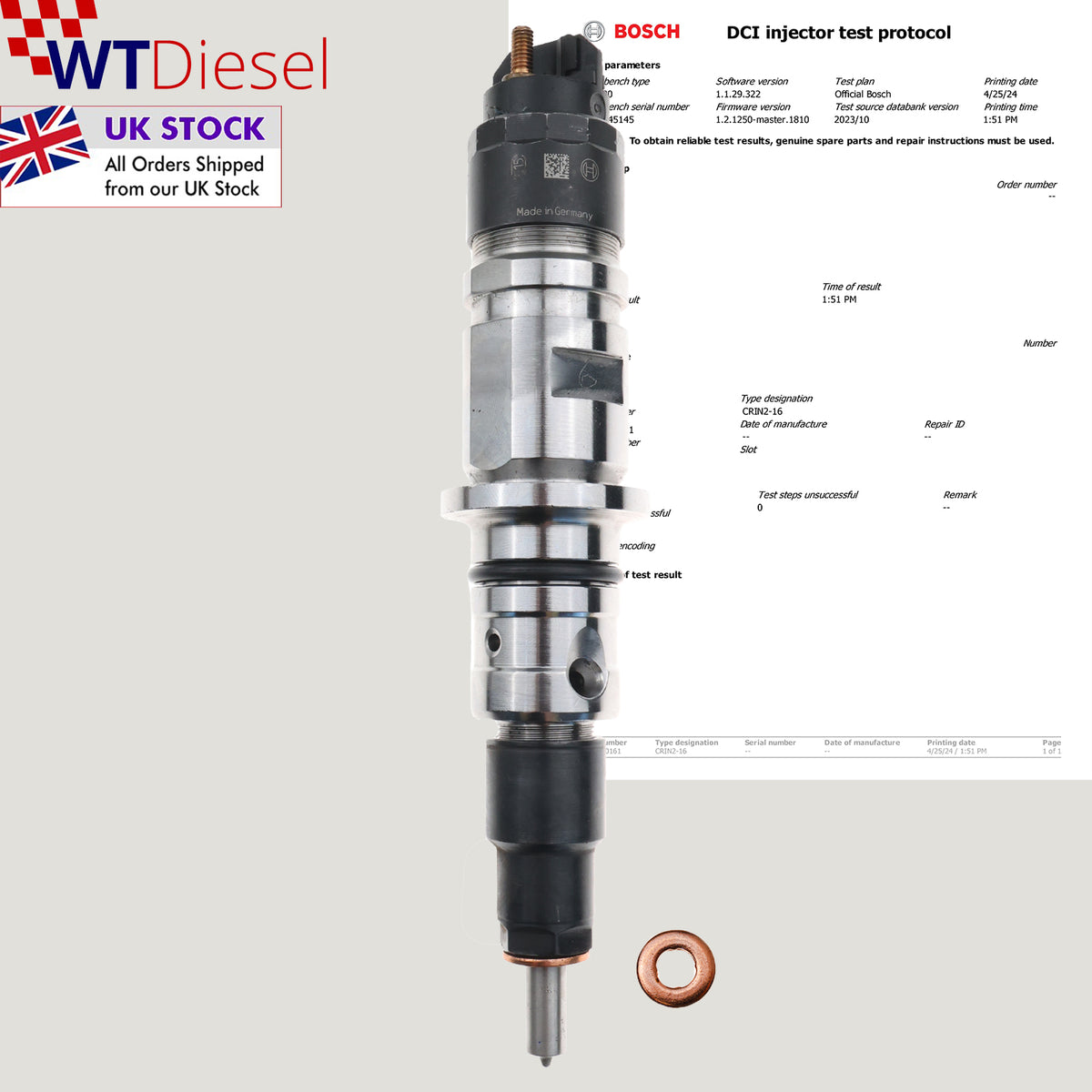 Bosch 0445120161 diesel injector for Temsa Avenue LF 6.7L BH1X9K526CA