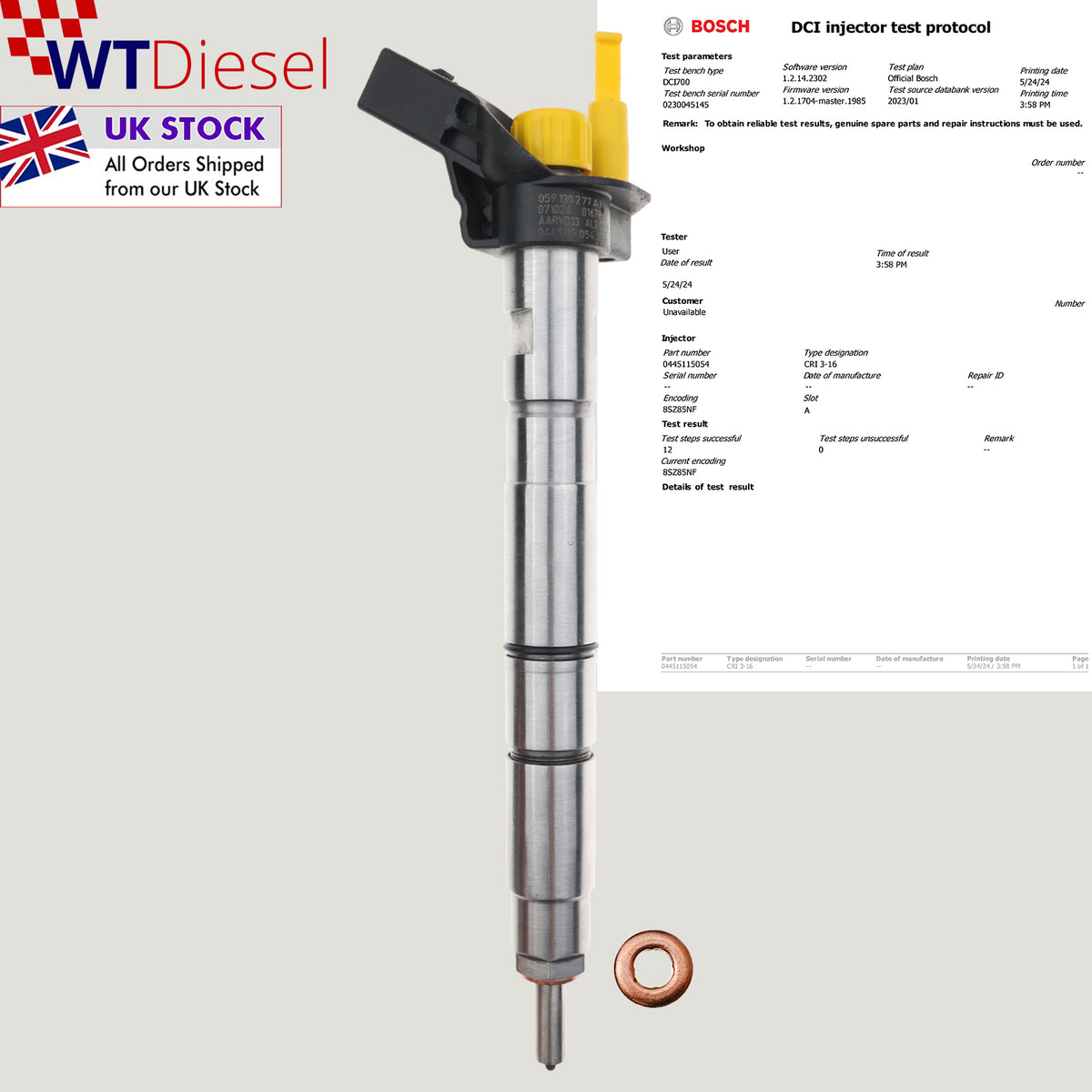 Bosch 0445115054 059130277AJ diesel injector for Audi 2.7 TDI