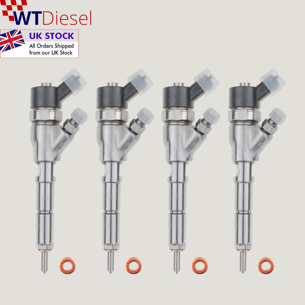 Set of 4 Bosch 0445110076 0986435077 diesel fuel injectors for Fiat Ducato and Scudo 2.0 JTD, Citroen Jumper and Jumpy HDi models