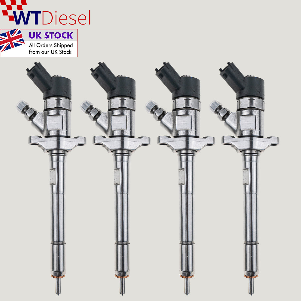 Set of 4 Bosch 0445110259 1980 J3 common rail diesel injectors for Peugeot 2008, 206, 207 and 208 1.6 HDi models