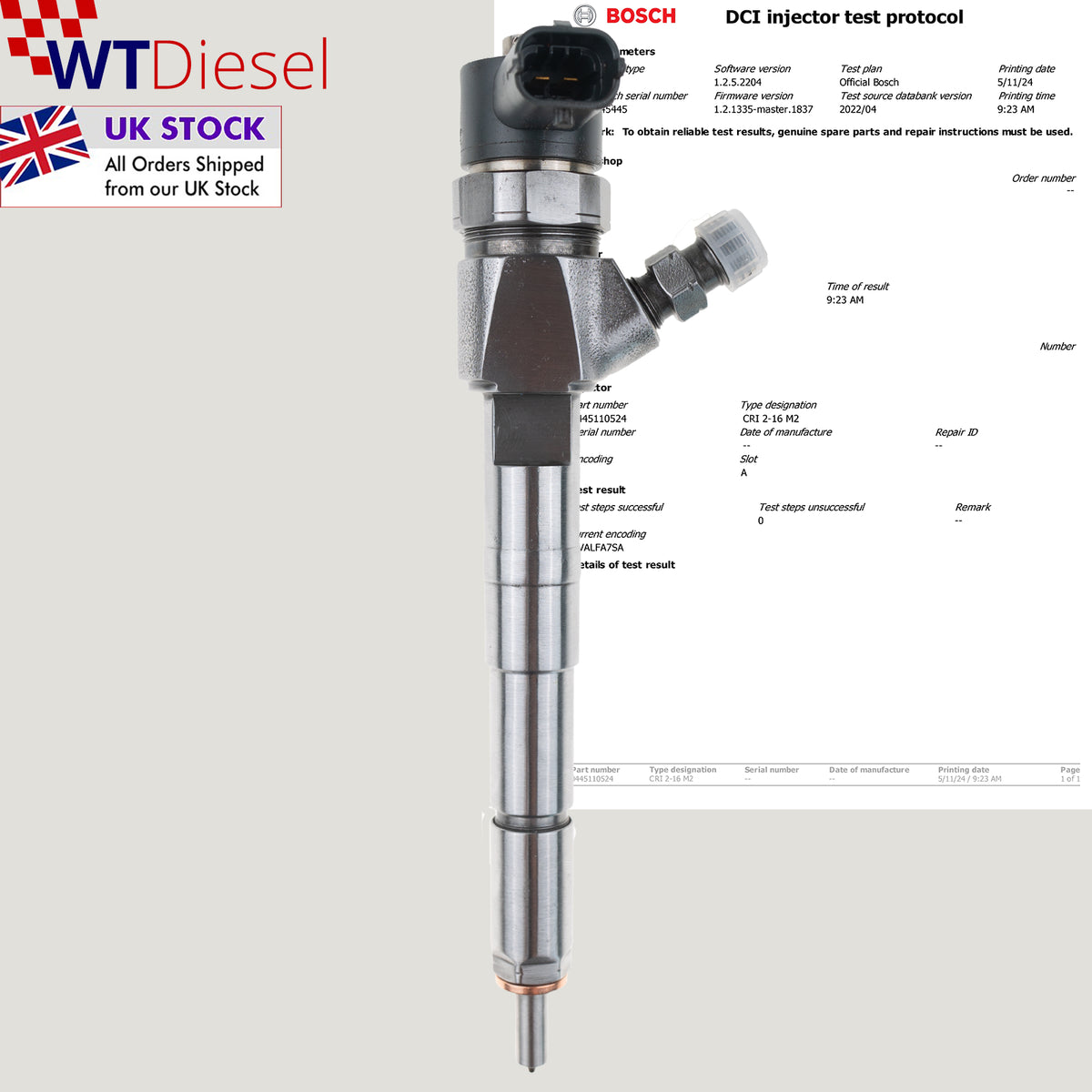 Bosch 0445110524 55246223 diesel fuel injector for Jeep Renegade 1.6 CRD and Opel Combo 1.6 CDTI