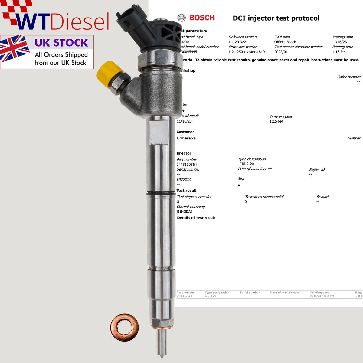 Bosch 0445110564 5801644454 common rail diesel fuel injector for Mitsubishi Fuso 3.0 diesel