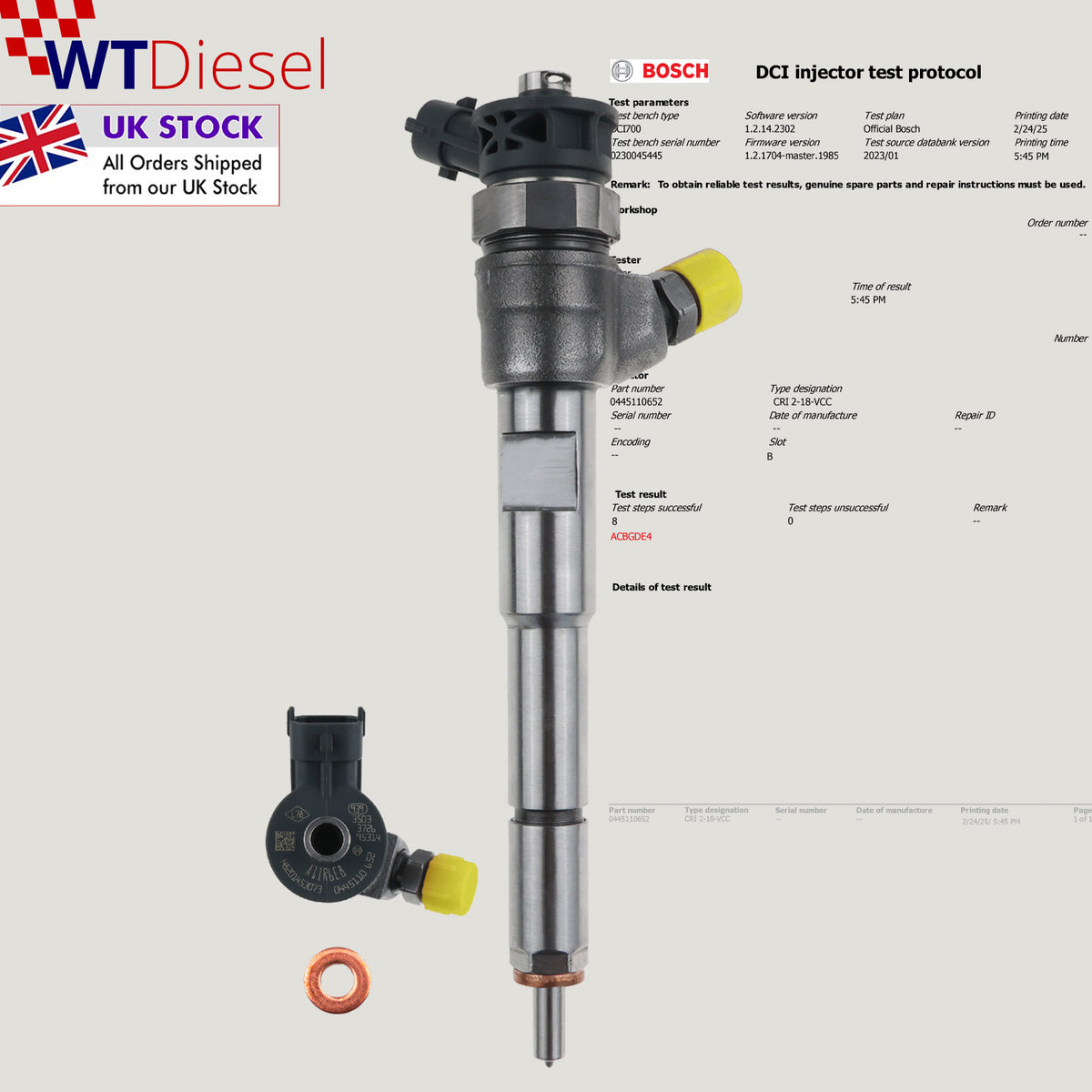 Bosch 0445110652 166000121R diesel injector for Dacia Duster 1.5 dCi
