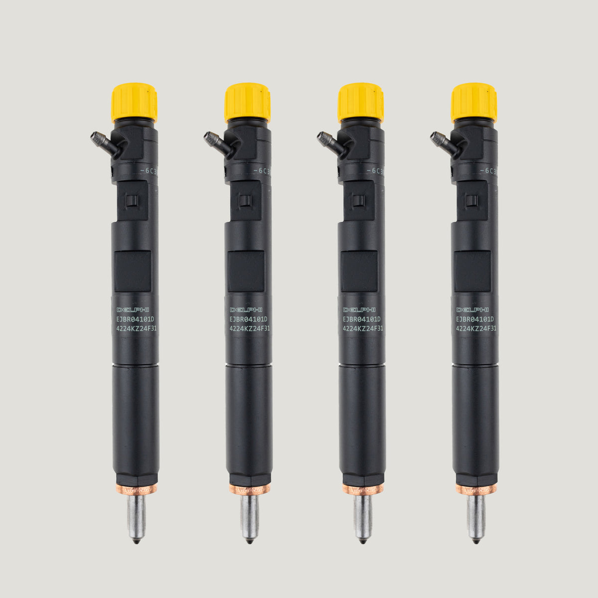 Set of 4 Delphi EJBR04101D diesel fuel injectors for Dacia Logan and Sandero 1.5 DCi, references 01401Z 01701Z 02101Z