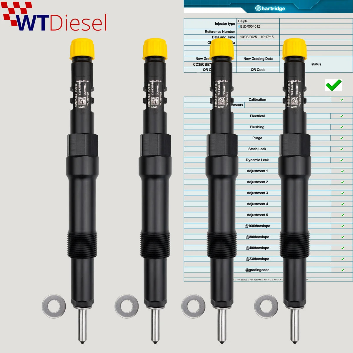 Set of 4 Delphi EJDR00401Z diesel injectors for Ford Mondeo III and Transit 2.0 TDCi
