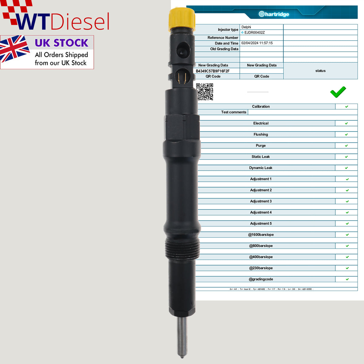 Delphi EJDR00402Z diesel injector for Ford Mondeo 2.0 TDDi TDCi 3S7Q9K546AA
