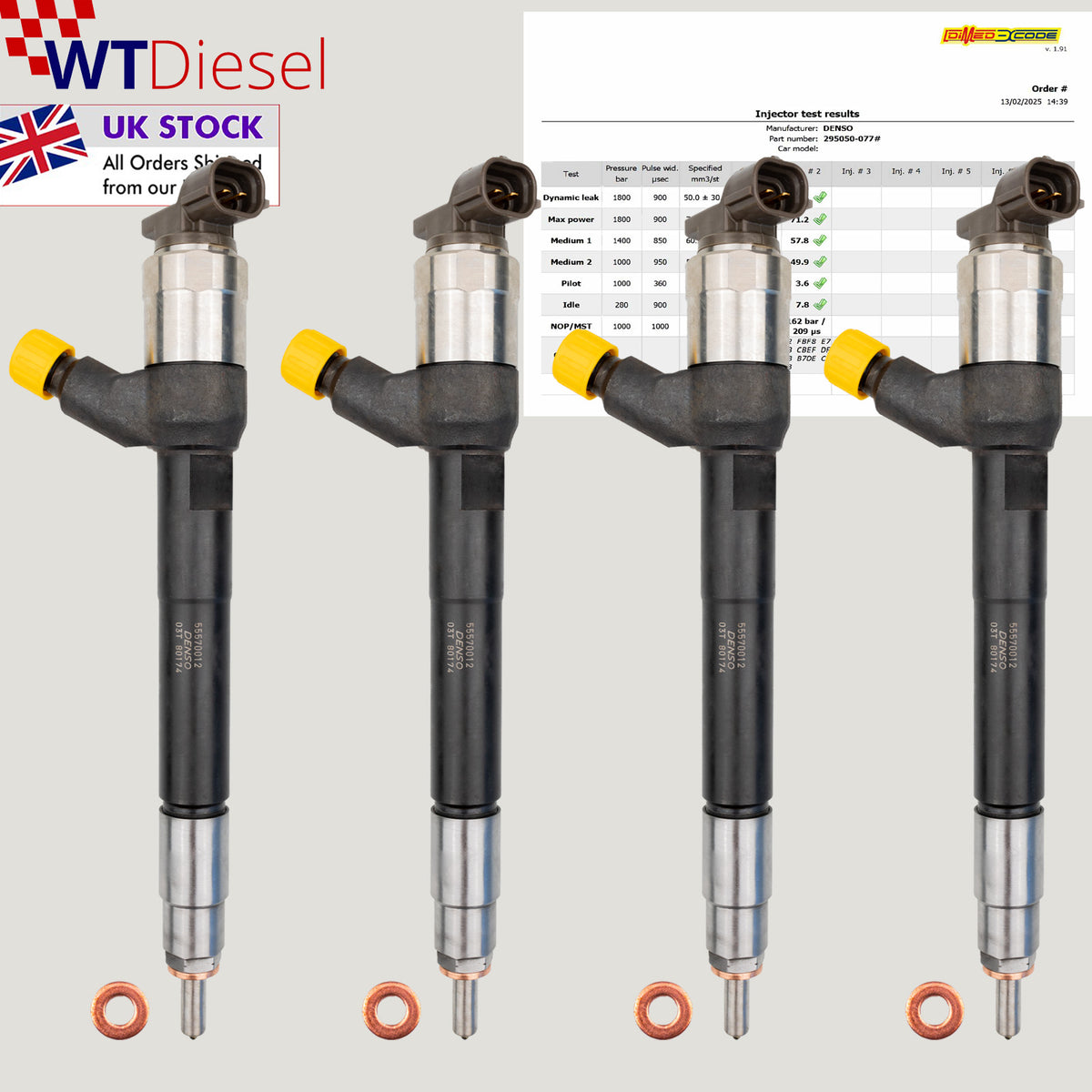 Set of 4 Denso DCRI300770 diesel injectors for Opel Insignia Meriva B Mokka and Mokka X 1.6 CDTi 55570012